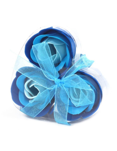 Set van 3 Zeepbloemen - Blue Wedding Roses