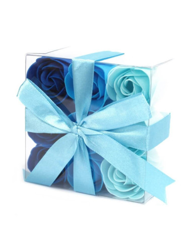 Set van 9 Zeepbloemen - Blue Wedding Roses