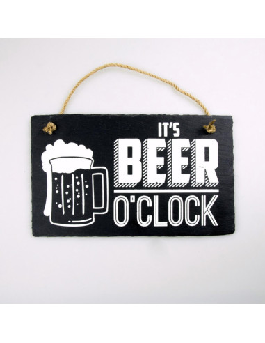 Leisteen bordje - Beer O' Clock